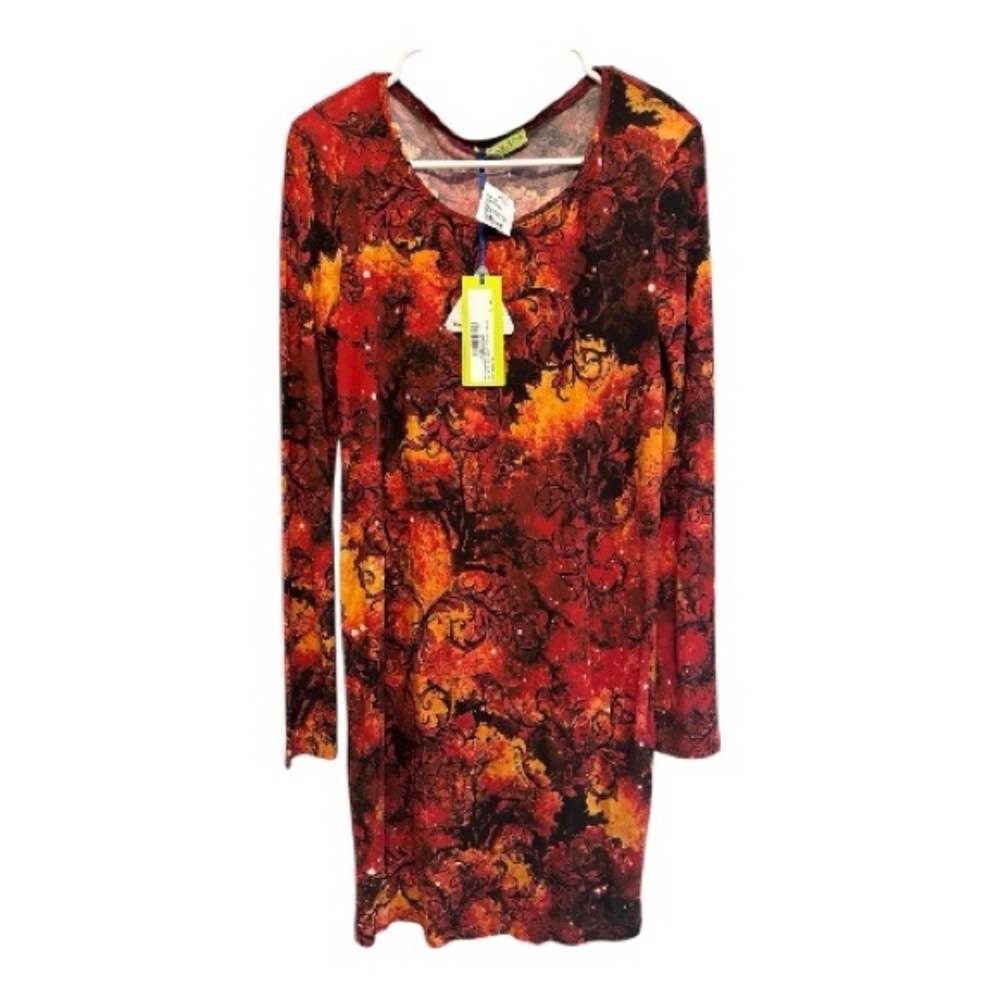 Versace Jeans Collection Red and Orange Long Sleeve Dress Size 40 (US 6)